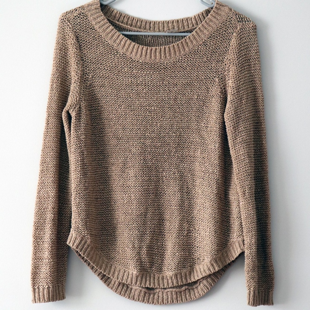 Beige Waffle Knit Sweater